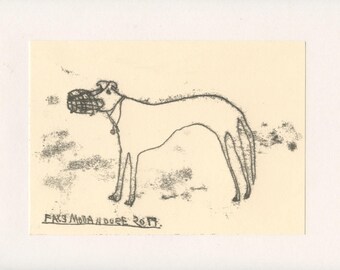FIERCE DOG 7 - A Mono Print - Original Faye Moorhouse Illustration drawing art