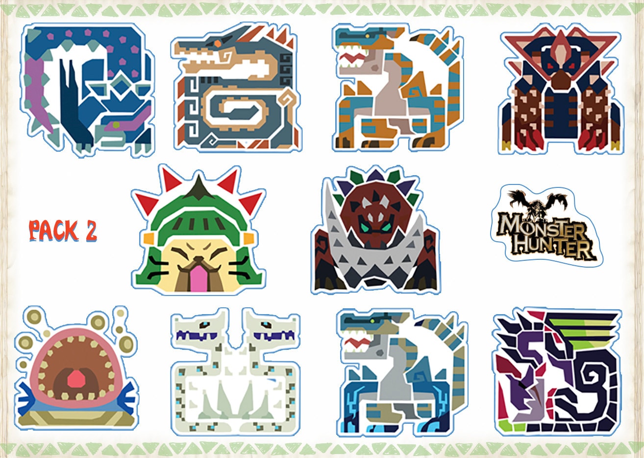 Monster Hunter Vinyl Sticker Pack 10 Mh Official Icons