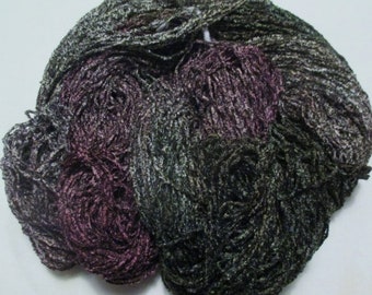Hand dyed Plush Rayon Chenille Black Fleck Yarn SECRET - 500 yds