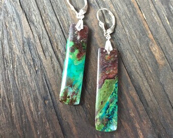 Parrot wing chrysocolla earrings