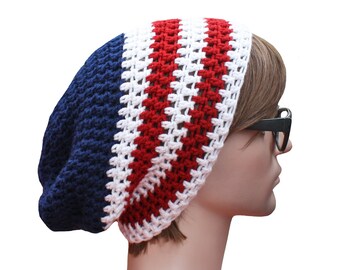 American Flag Slouch Beanie Mens Womens