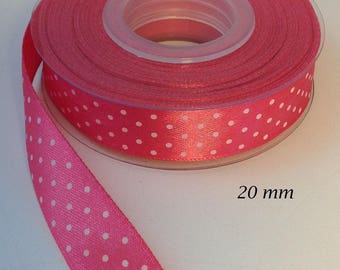 20 mm satin ribbon pink hyacinth shiny dots
