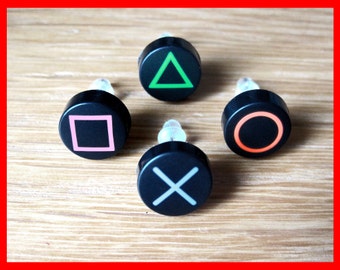Playstation PS2 PS3 PS4 Button Stud Earrings (Pair)