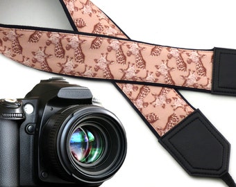 Giraffe camera strap. Beige camera strap. DSLR and SLR Camera accessories. Durable, light and padded camera strap by InTePro