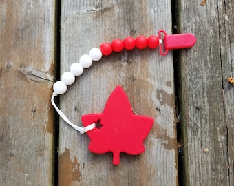 Canada Day Teether - Maple Leaf Teether - Teething Clip - Silicone Teething Clip