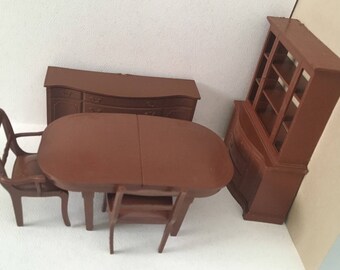 Marx Dollhouse Furniture Dining Room Set vintage Miniature 1:16