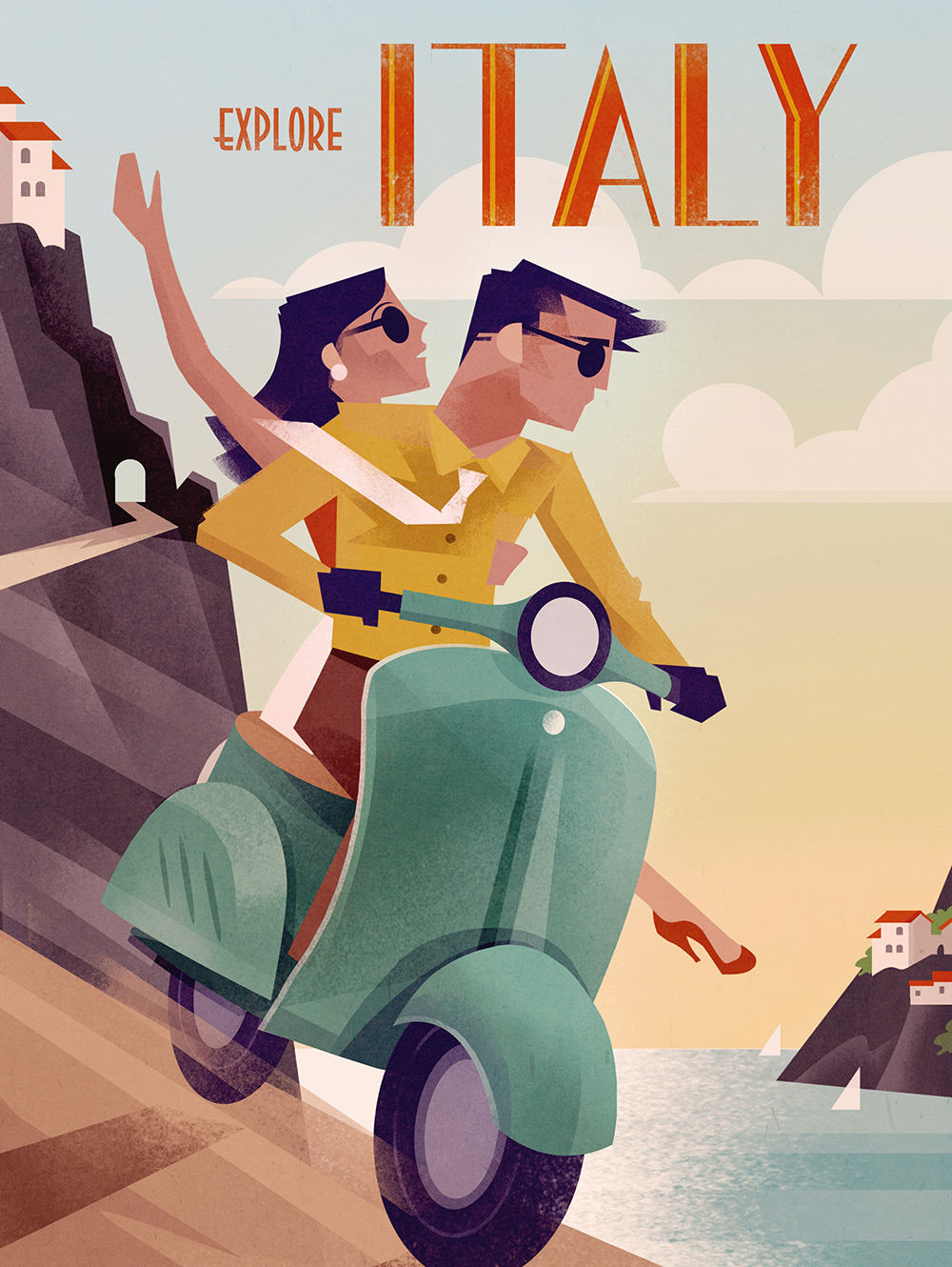 Italy Retro Travel Poster Wall Art Vintage Instant