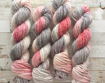 trouble sleeping | momiji bulky | hand dyed yarn | blush grey wine | 100% SW Merino Sock