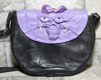Cross Body Adjustable Purse With Face Monster Black Leather Harry Potter Labyrinth Unique Gift 452