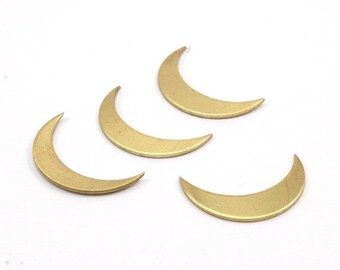 Raw Brass Crescent, 10 Raw Brass Crescent Moons (25x5x0.80mm) Moon 1