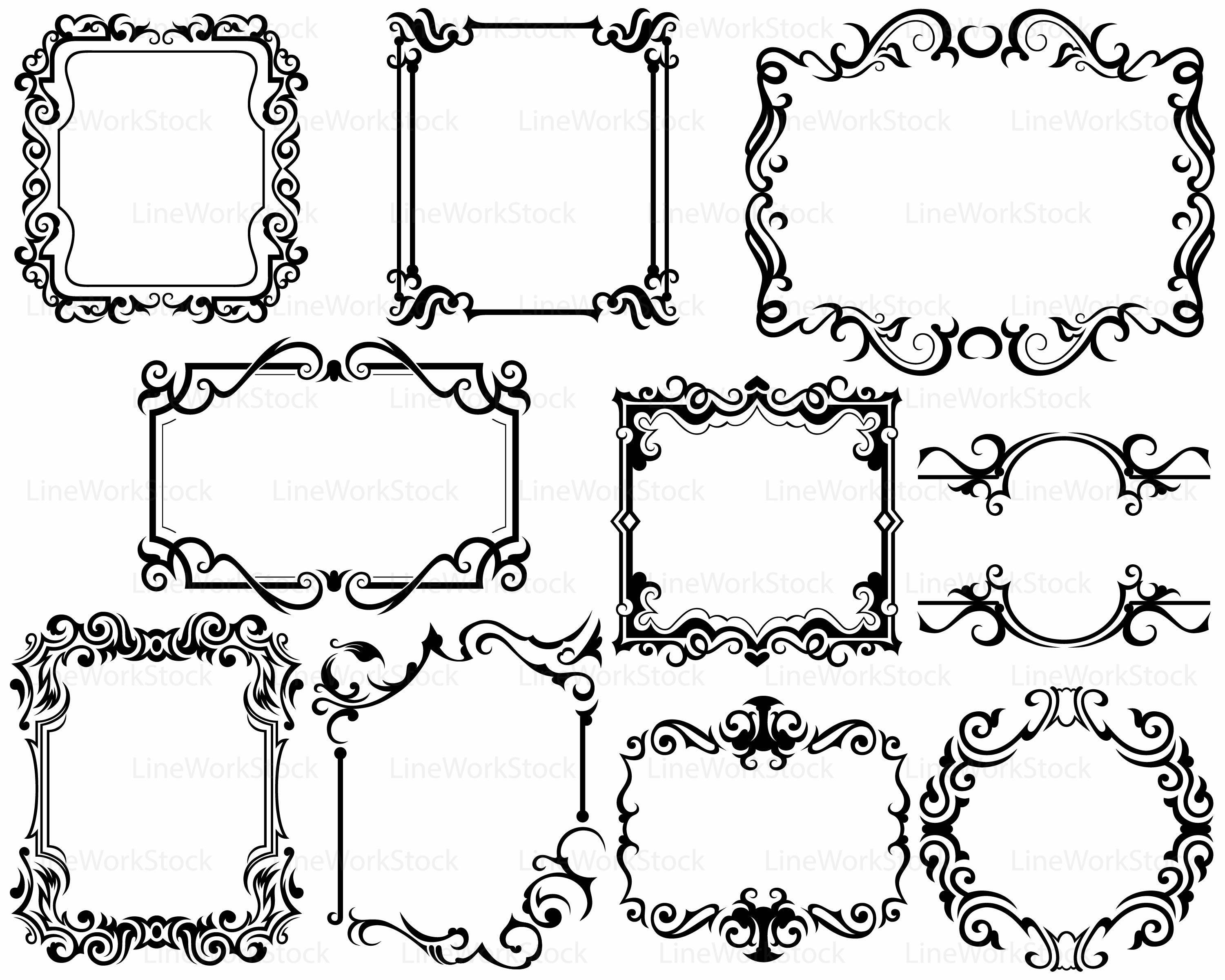 Download Frame svg/scroll clipart/frame svg/swirl silhouette/frame cricut/swirl cut files/monogram clip ...