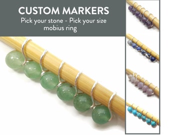 Snag Free Stitch Markers - Custom Mobius - Stitch Markers - Stone Beads
