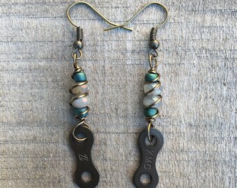 Brass Bicycle Chain Dangle Earrings