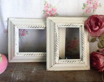 White Painted Picture Frames - set of 2 matching shabby chic frames -What you see is what you get, WEDDING, French Country with glass