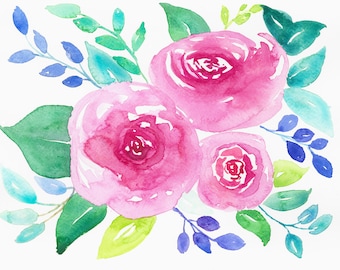 Floral watercolor, art print, Printable art, Middlemist red, watercolor flowers, wall art, digital print