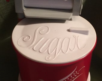 Vintage Washing Machine Sugar, Salt & Pepper Set Red and White