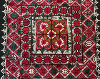Vintage Batik Cross Stitch Textile Square