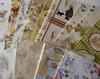 Vintage 1970s gift wrapping paper, 17 sheets