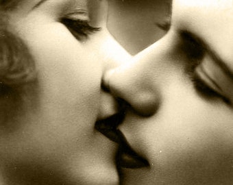 Glamorous 1920's Romantic Kiss... Deluxe Art Photo Print... Vintage 1920's Photography... Available In Various Sizes