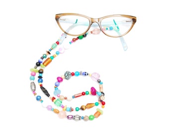 RandomJane glasses chain colorful beaded hippie boho random style summer accessory for eye glasses and sun glasses made in Vienna