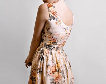 Floral Dress, Cotton Dress, Dress With Pockets, Midi Dress, Custom made, 50's dress