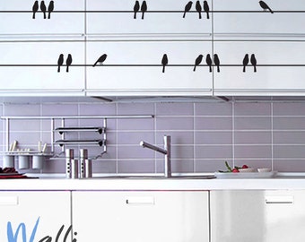 Kitchen wall decals – Birds stripes