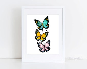 Butterfly Printable, Home Wall Decor, Teen Wall Art, Wall Printable, Hello Poster, Hello Print, Floral Wall Art, 8 x 10 Wall Print
