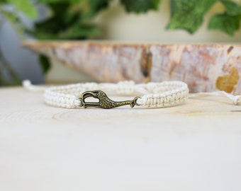 Bronze Giraffe Bracelet - Adjustable Hemp Jewelry - Giraffe Gifts - Accessories for Giraffe Lover, Zoologist, Animal Lover