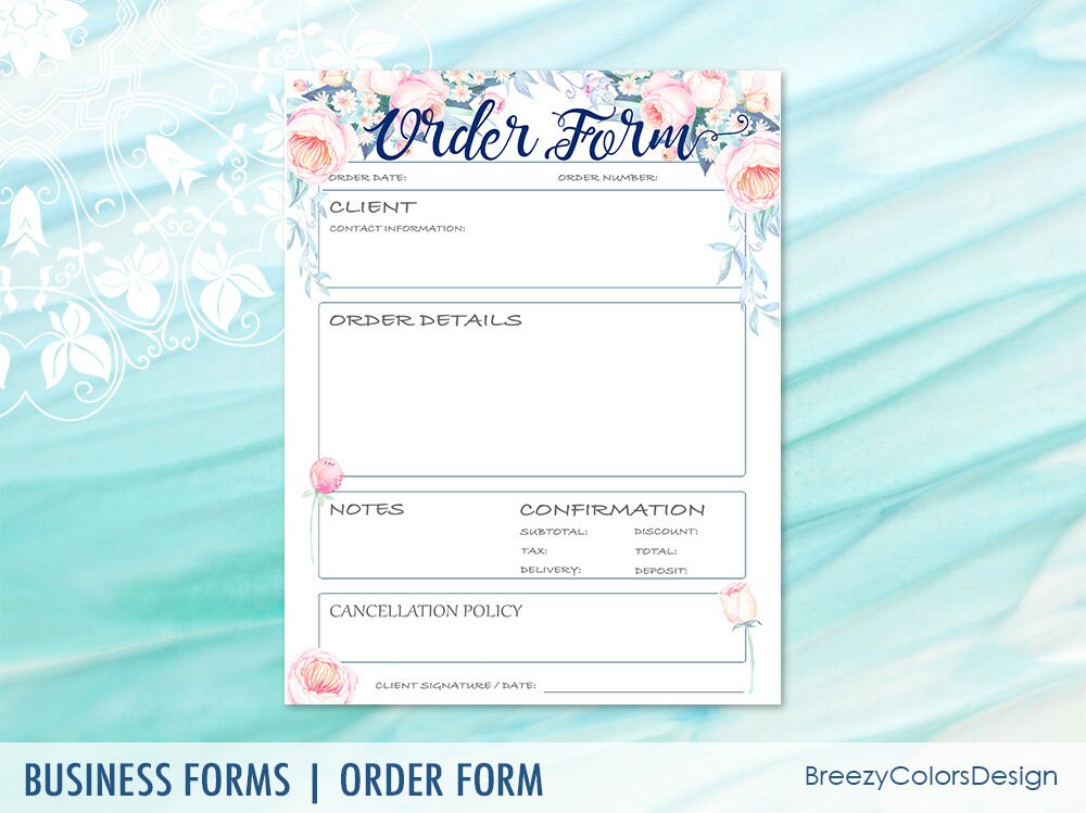 flower order forms template for business craft show handmade