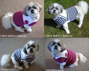 CROCHET PATTERN Maddi's Sailor Dog Sweater Jumper in 4 sizes PDF 247 Digital Download