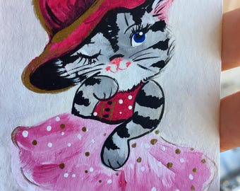 Aceo original acrylic painting cute mini painting