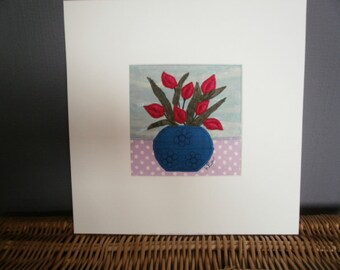 Tulips. Original Textile Art.