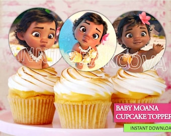 Moana Cupcake toppers/ Baby Moana Printables/Moana Toppers/ Moana Cake Toppers/ Instant Download/ You Print 60% OFF Sale