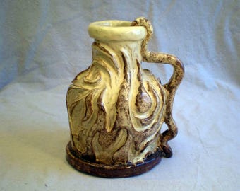 Faux Bois Rustic Artist Made Pottery Pitcher
