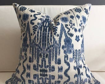 Pillow Cover, Blue Ikat Pillow Cover, MUMBAI