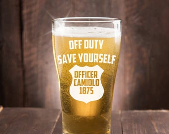 Police Retirement Gift~ Personalized Beer Glass~ Police officer gift~ Graduation Gift~ cop gift~ officer gift~ funny gift~ Thin Blue Line