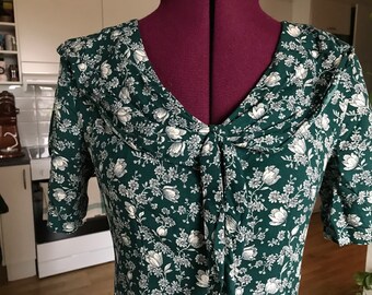 90s emerald green ditsy maxi dress