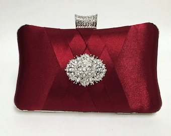 wedding clutch, formal clutch, Red maroon clutch, evening bag, bridesmaid clutch, bridesmaid bag, crystal clutch