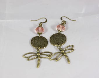 Beautiful beaded Dragonfly 65 mm earring