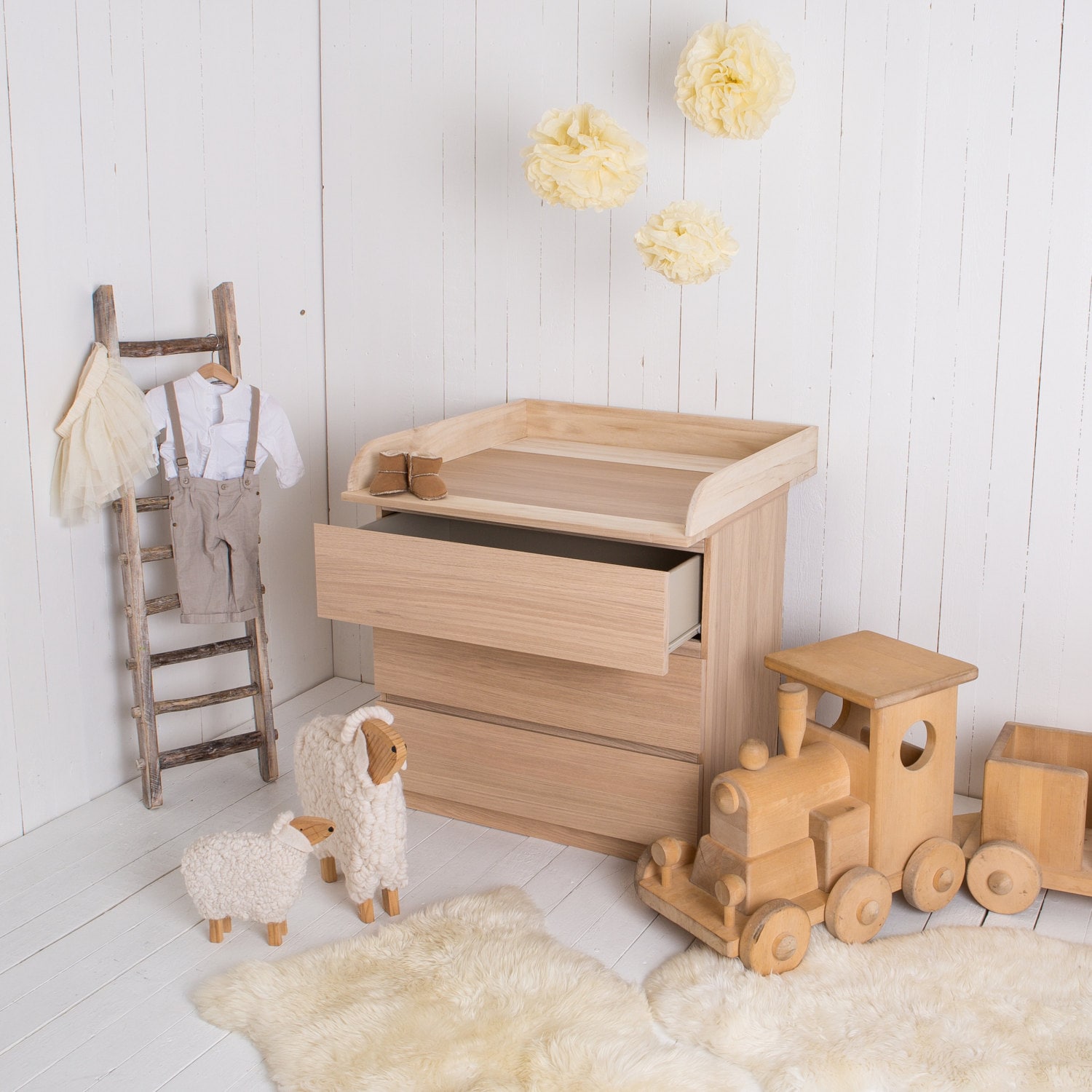 NEW Natural wood Changing unit table top Cot Top for IKEA