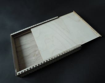 Wooden Box With Slid Cover for Crafts - Laser Cut