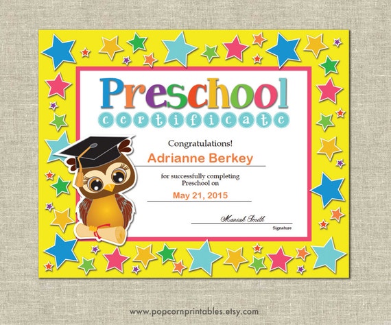 preschool graduation diploma certificate instant download