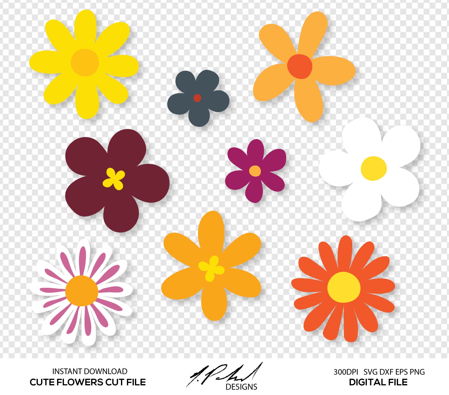 Download Cute Flowers Digital Cut Files Digital Files Flower SVG