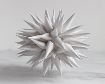 Tree Topper Polish Star Bright White Modern | Jezyk Paper Star Folk Art Spiky Christmas Tree Star, 8.5 inch, 10 inch