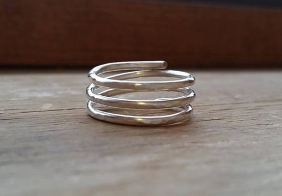 Items similar to Hammered Spiral Ring - Sterling Silver and Copper ...