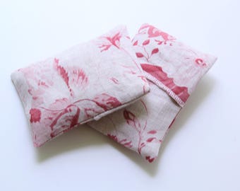 Lavender Sachet Pink Red Cabbage & Roses Linen - Set of 2