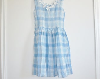 Vintage Blue and White Plaid Dress