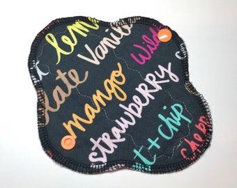 6.5" Mini Cloth Liner - New Thin Serged Style - Reusable Pantyliner - Ice Cream Flavors Pantyliner