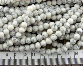 6mm Howlite beads, Howlite Round beads, Off White beads, Eggshell Howlite, Howlite with Matrix, 6 mm Stone beads, Gemstone Beads