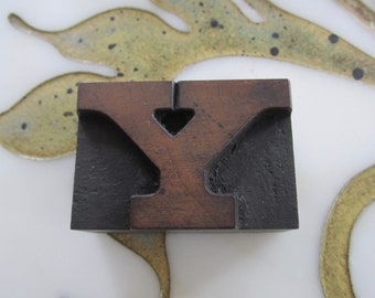 Letter Y Antique Letterpress Wood Type Printers Block